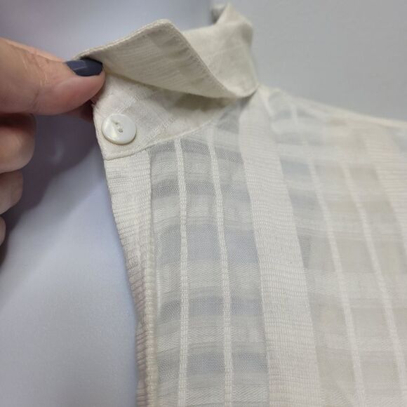 VINTAGE 90s white button up shirt lace bottom bodysuit S - Picture 8 of 12